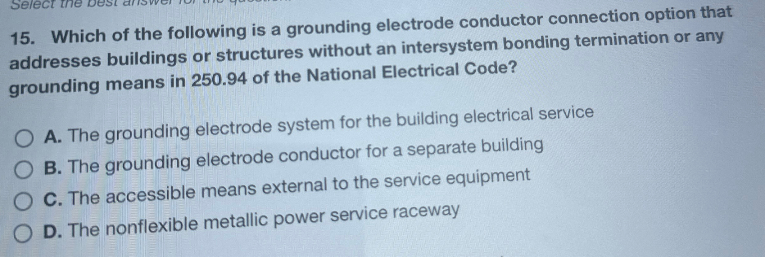 Solved Which of the following is a grounding electrode