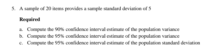 Solved A sample of 20 ﻿items provides a sample standard | Chegg.com