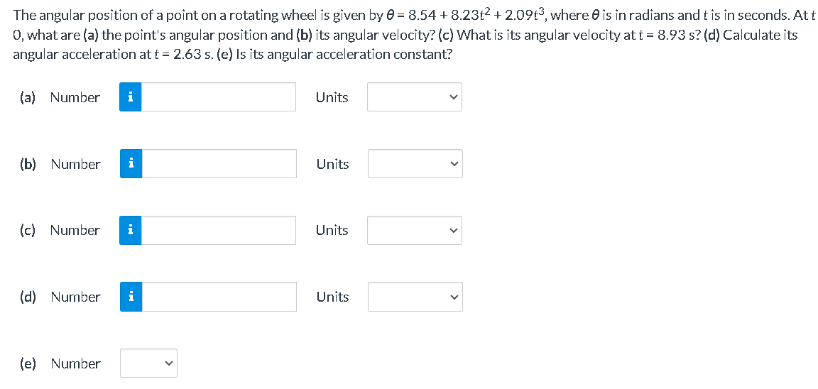 Solved The angular position of a point on a rotating wheel | Chegg.com