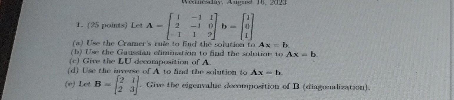 Solved 1. (25 points) Let \\( | Chegg.com