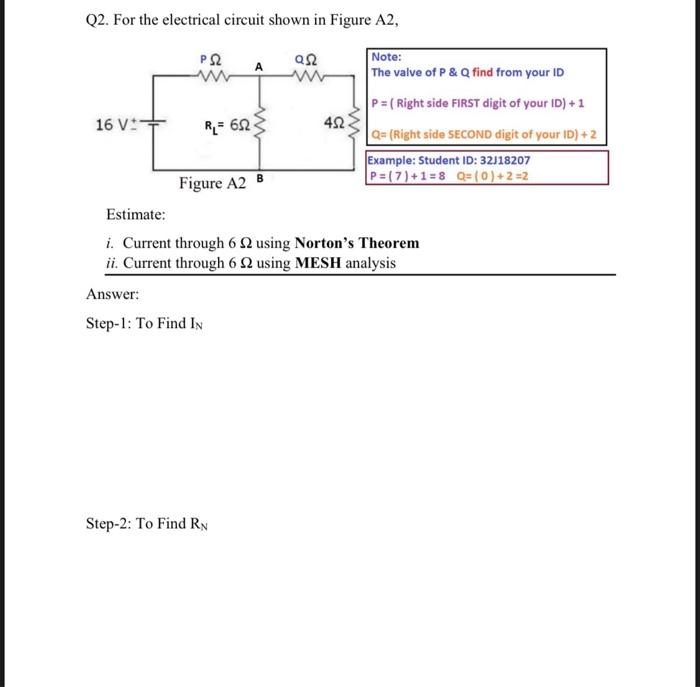 Solved Q2. For the electrical circuit shown in Figure A2, ΡΩ | Chegg.com