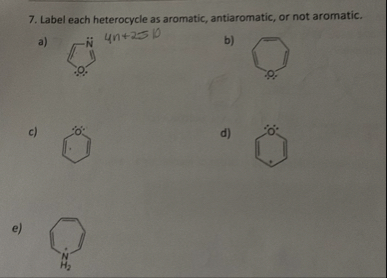 Solved Label each heterocycle as aromatic, antiaromatic, or | Chegg.com