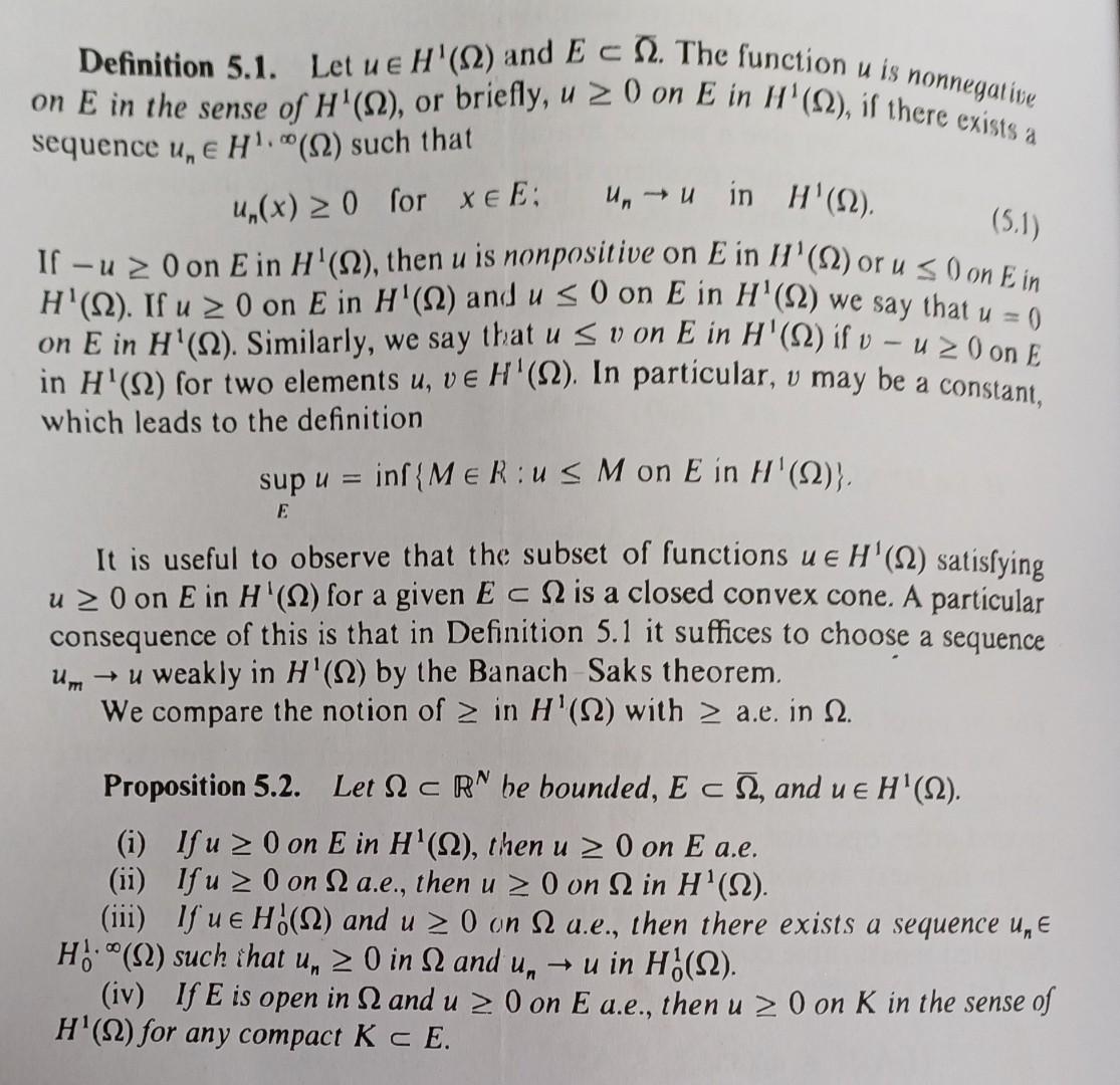 Definition 5.1. Let u∈H1(Ω) and E⊂Ω. The function u | Chegg.com