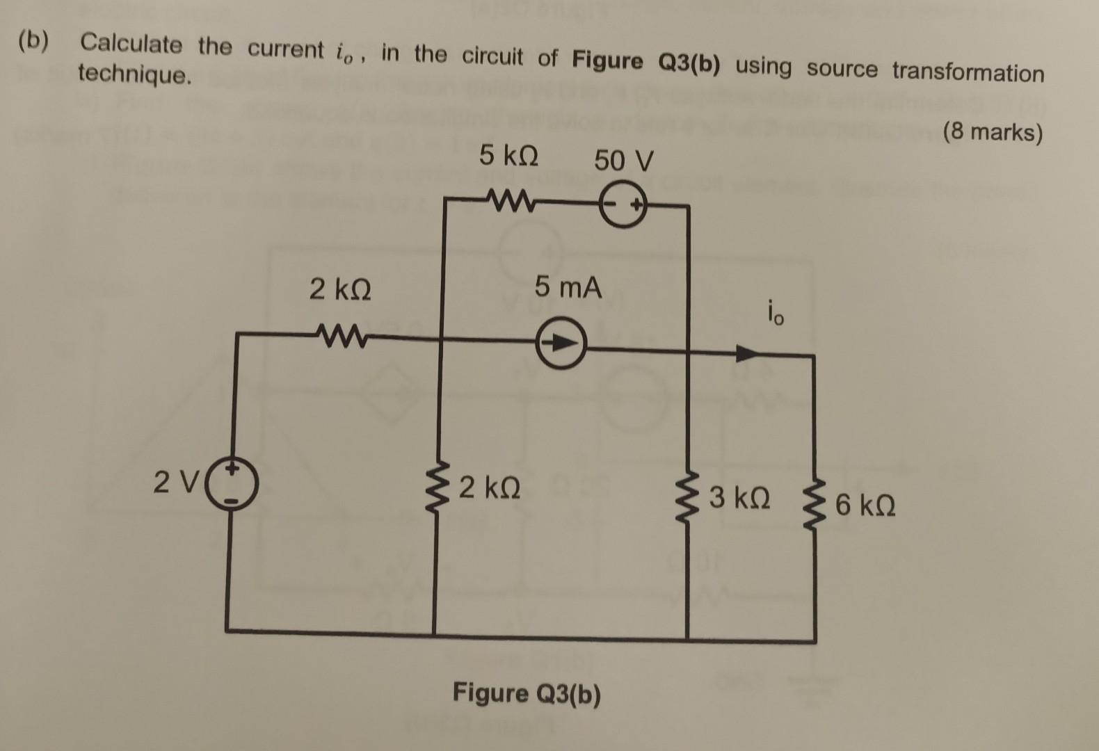 Solved (b) Calculate the current io, in the circuit of | Chegg.com