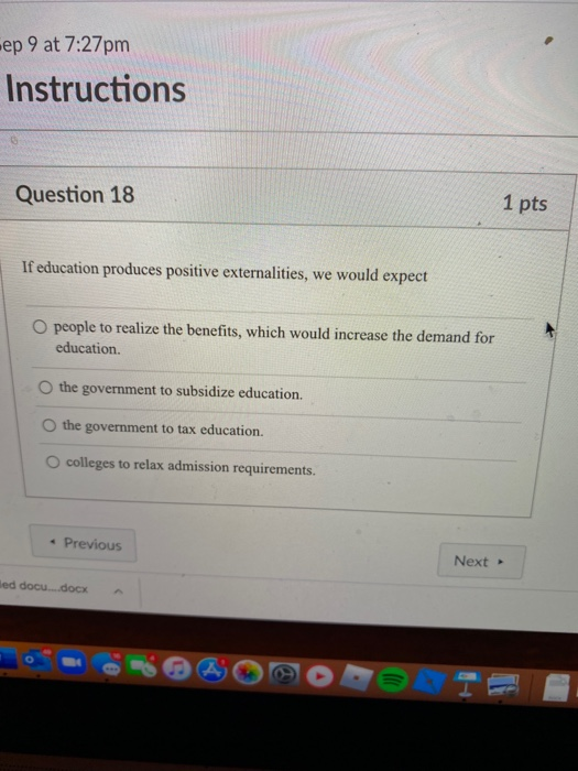 Solved ep 9 at 7:27pm Instructions Question 18 1 pts If | Chegg.com
