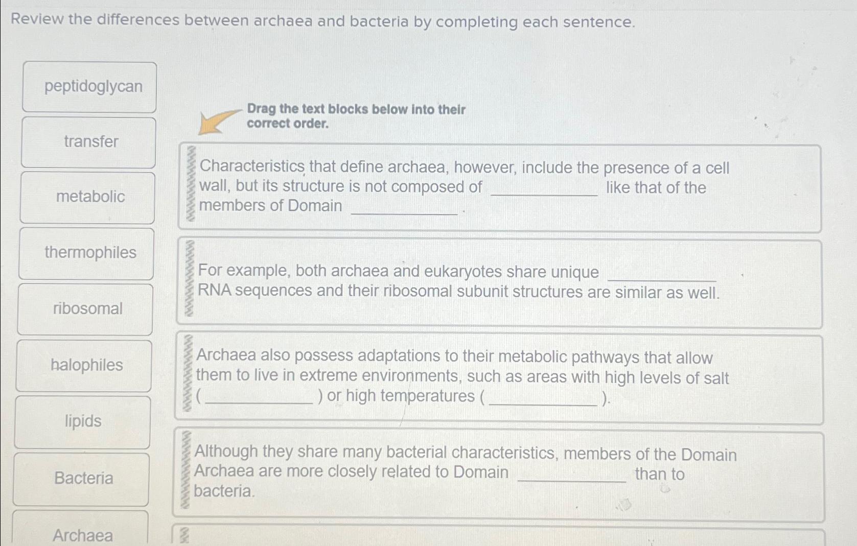 Solved Review the differences between archaea and bacteria