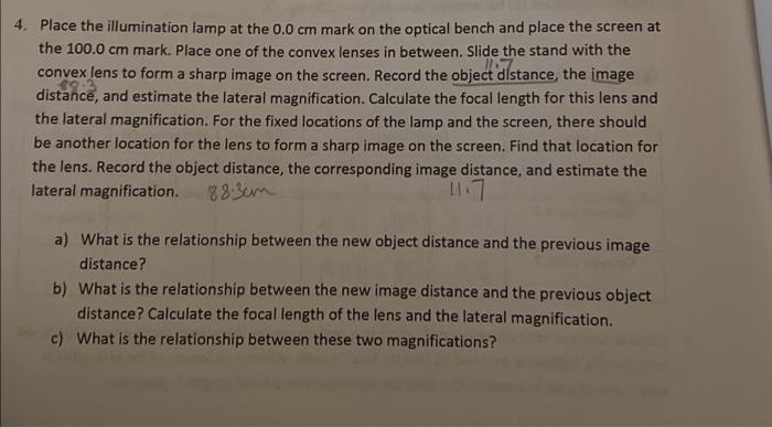 Solved A) The object distance is 11.7cm The image distance | Chegg.com