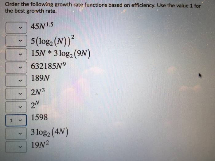 Solved Order The Following Growth Rate Functions Based On | Chegg.com