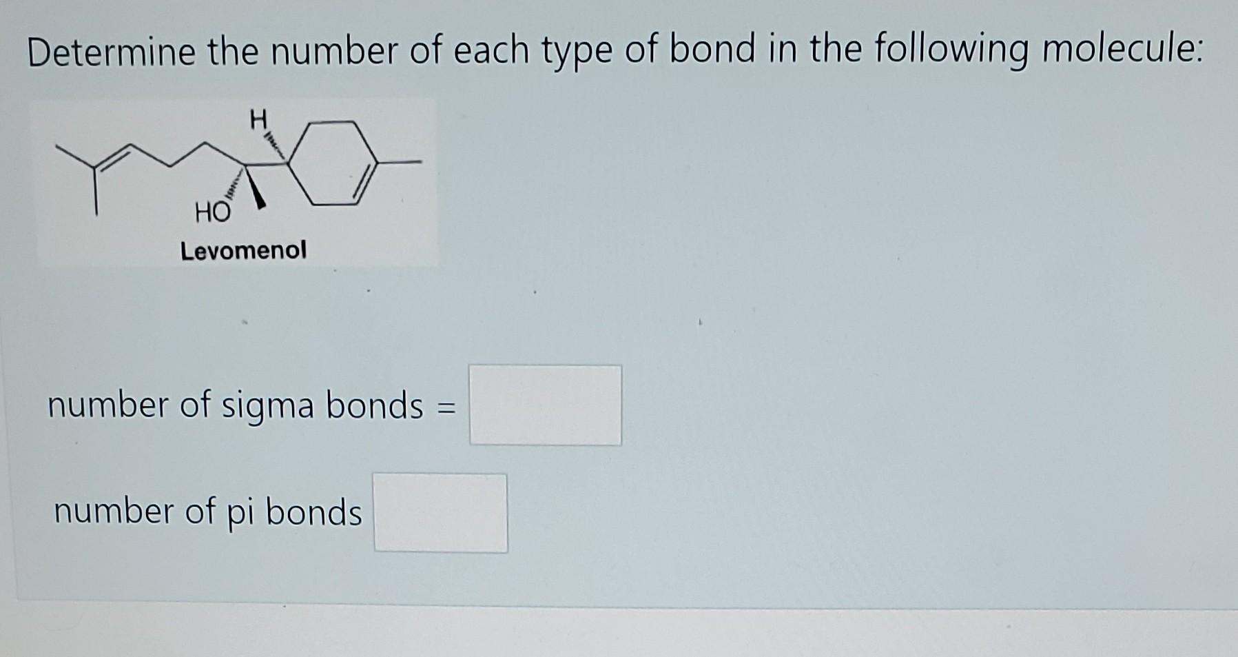 Solved Determine the number of each type of bond in the