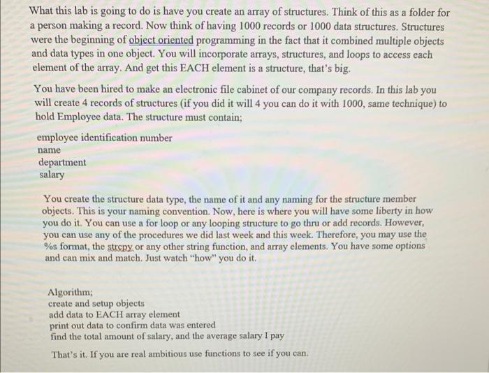 Solved What this lab is going to do is have you create an | Chegg.com