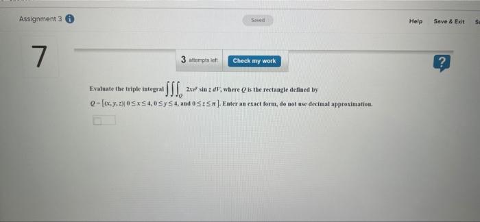 Solved Assignment 3 Saved Help Save & Exit 5 7 3 attempts | Chegg.com