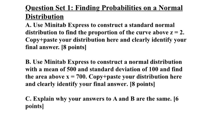 Solved Question Set 1: Finding Probabilities on a Normal | Chegg.com