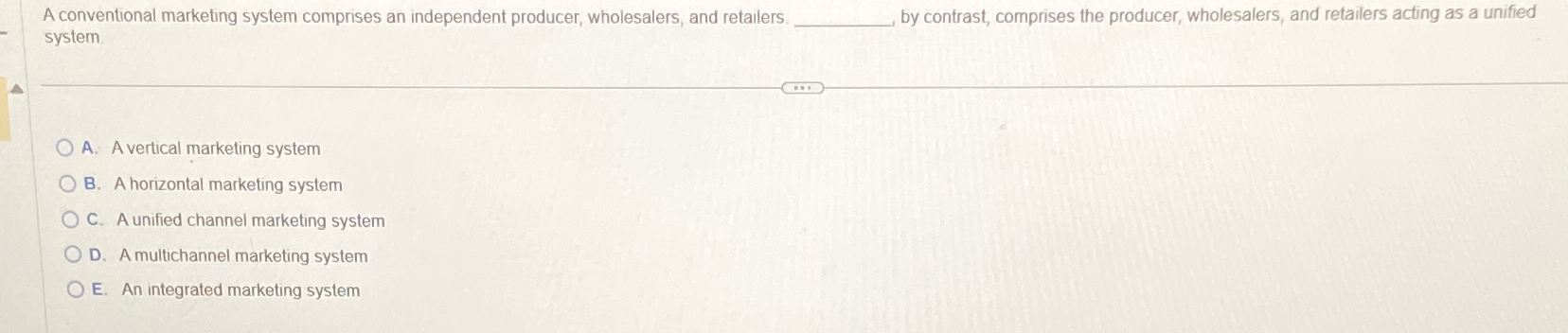Solved A conventional marketing system comprises an | Chegg.com