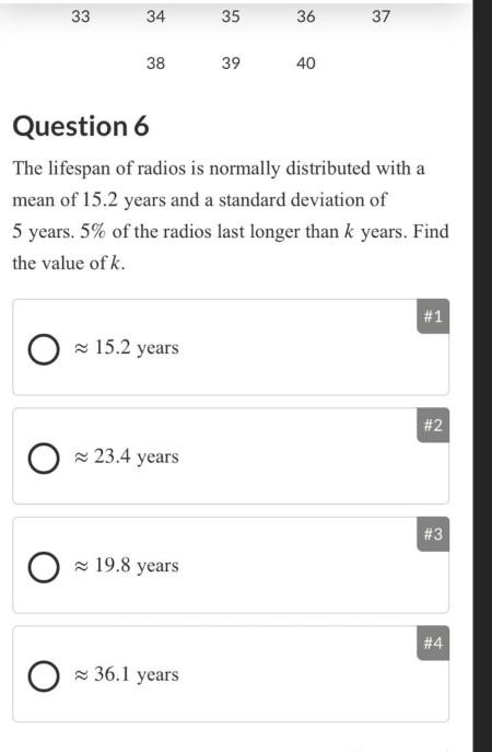 Solved 33 34 35 36 37 38 39 40 Question 6 The lifespan of | Chegg.com