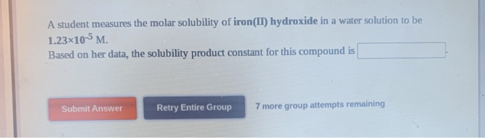 Solved A student measures the molar solubility of iron(II) | Chegg.com