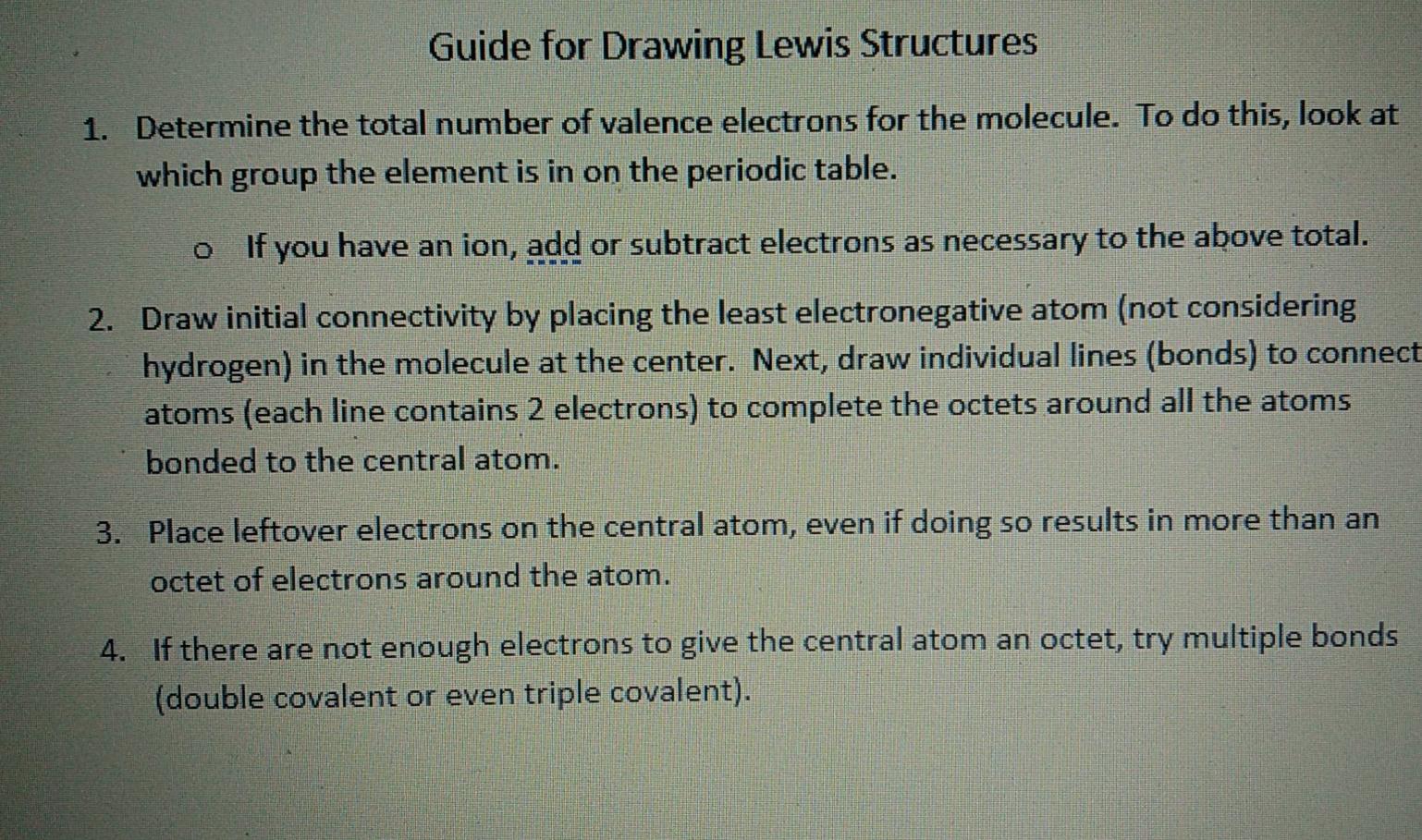 Solved Guide for Drawing Lewis Structures 1. Determine the | Chegg.com