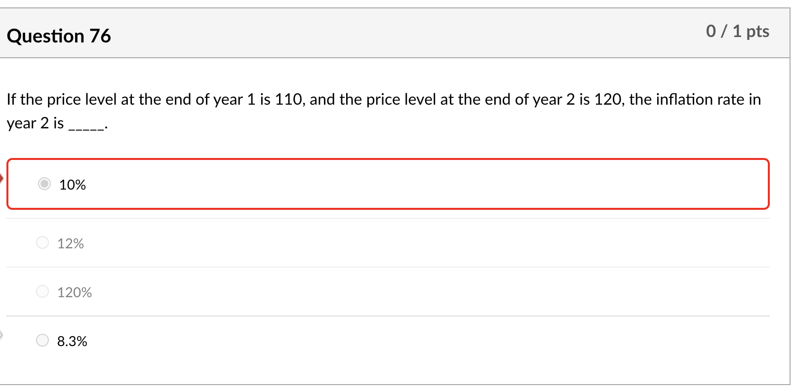 Answer For Question Rates Pin Solved Question 76If the price level at the end of year 1 | Chegg.com