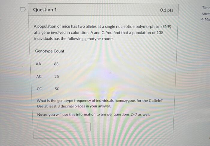 Solved Question 1 0.1pts A population of mice has two | Chegg.com