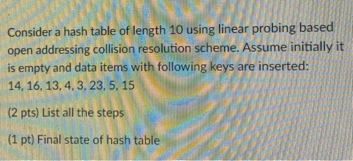 Solved Consider a hash table of length 10 using linear | Chegg.com