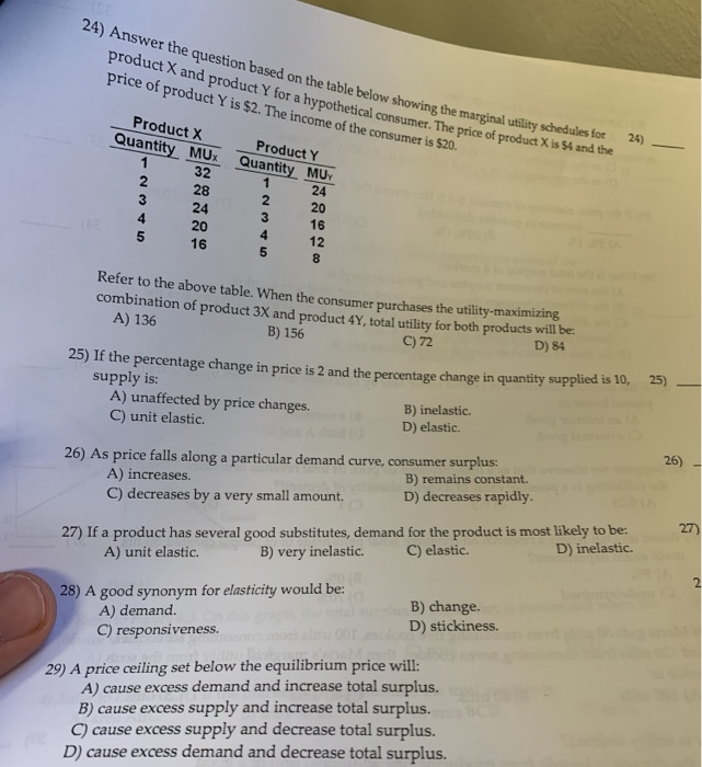 Solved 24) Answer the question based on the table below | Chegg.com