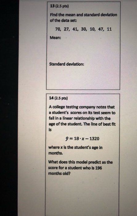 Solved 13 (2.5 pts) Find the mean and standard deviation of | Chegg.com