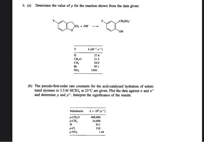 Solved 6. (a) Determine the value of ρ for the reaction | Chegg.com