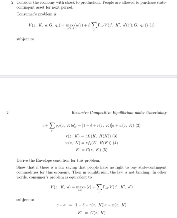 2 Consider The Economy With Shock To Production Chegg Com