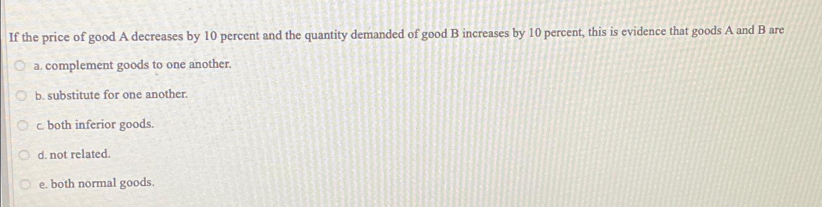 Solved If the price of good A decreases by 10 ﻿percent and | Chegg.com