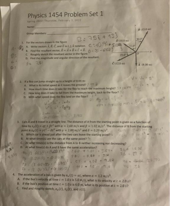 Solved Physics 1454 Problem Set 1 Spring 2022 Thursday, | Chegg.com