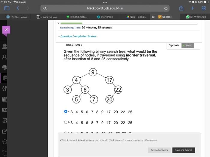 Solved Given The Following Binary Search Tree, What Would Be | Chegg.com