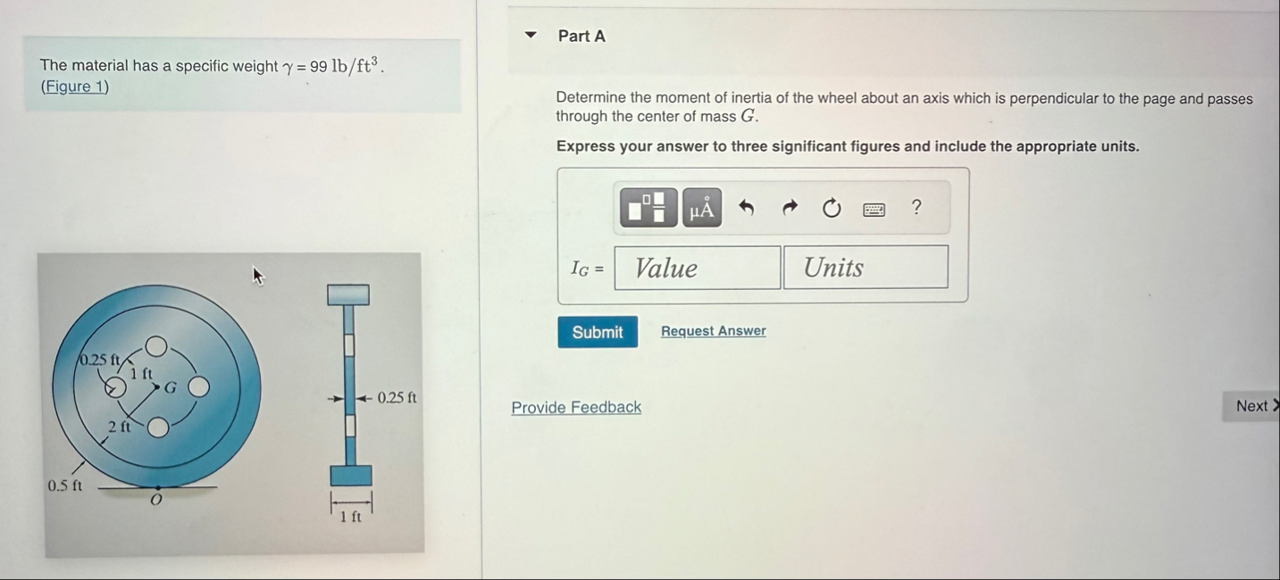 Solved The material has a specific weight γ=99lbft3. (Figure | Chegg.com