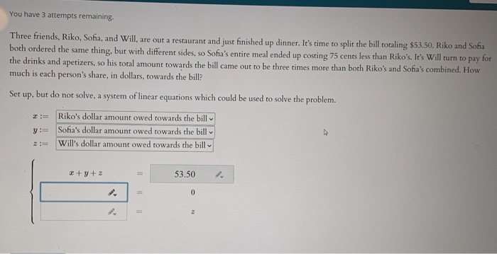 Solved You have 3 attempts remaining. Three friends, Riko, | Chegg.com
