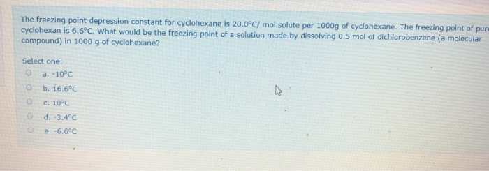 Solved The freezing point depression constant for | Chegg.com