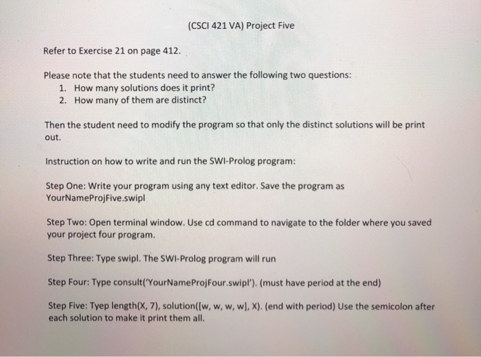 Solved (CSCI 421 VA) Project Five Refer to Exercise 21 on | Chegg.com