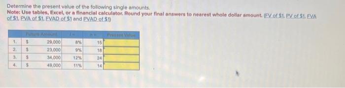 Solved Determine The Present Value Of The Following Single | Chegg.com