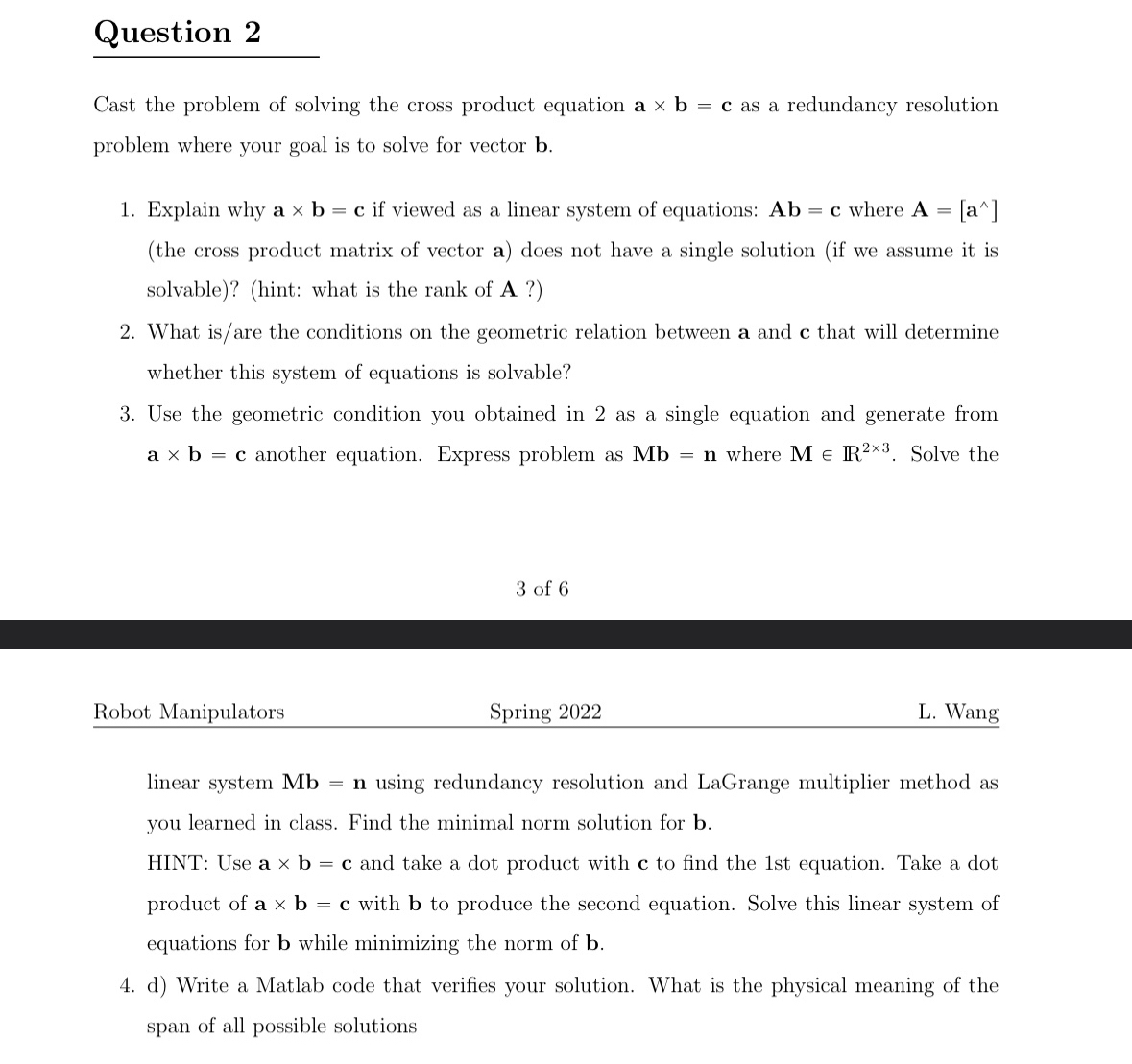 Solved Question 2Cast the problem of solving the cross | Chegg.com