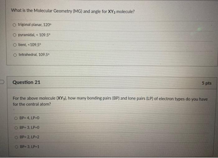 Solved A Molecule Has The Following Formula Xy3 X And Y Are Chegg Com