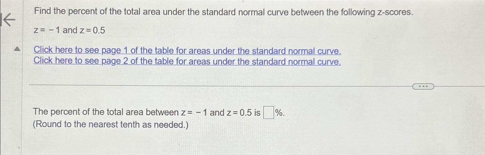 Solved Find the percent of the total area under the standard | Chegg.com