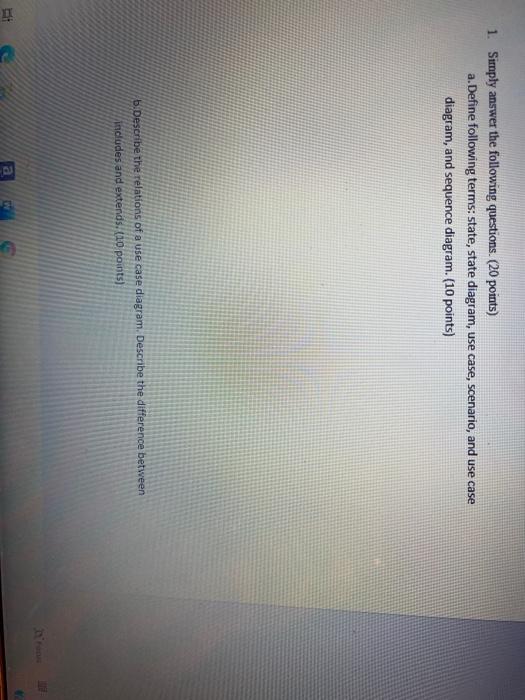 Solved 1. Simply answer the following questions. (20 points) | Chegg.com