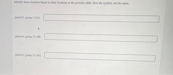 Solved Identify these elements based on their locations in | Chegg.com