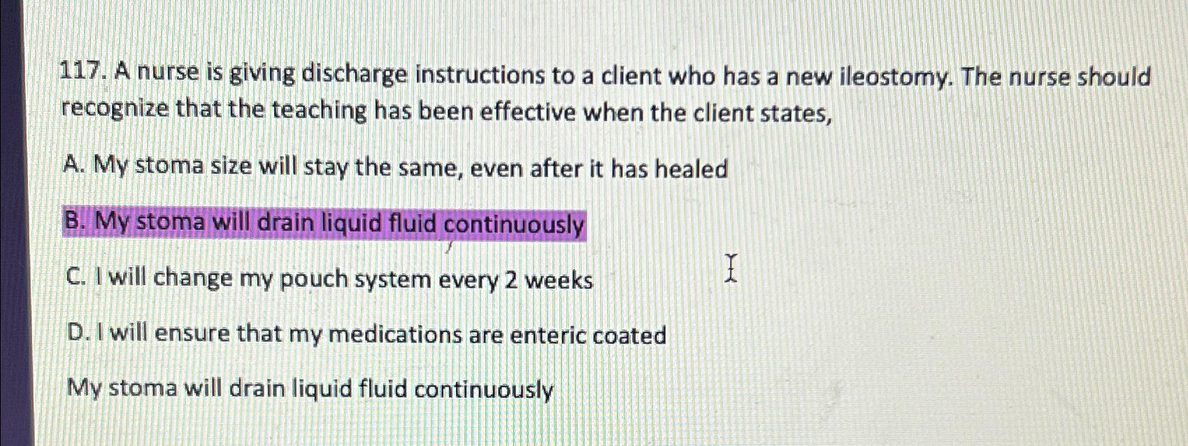 Solved A nurse is giving discharge instructions to a client | Chegg.com