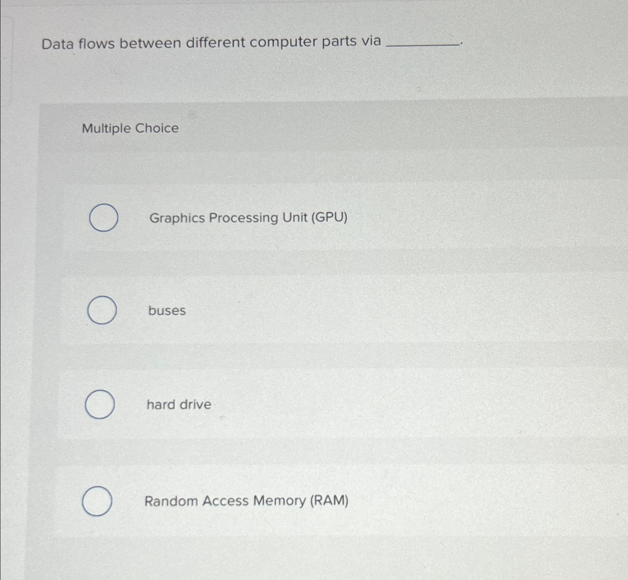 Solved Data flows between different computer parts | Chegg.com