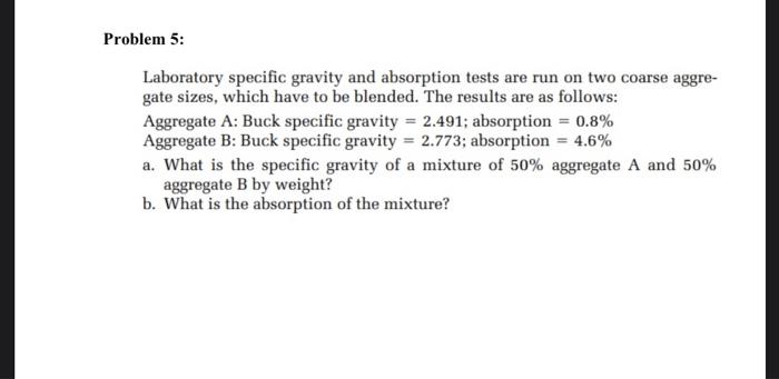Solved Problem 5: Laboratory specific gravity and absorption | Chegg.com