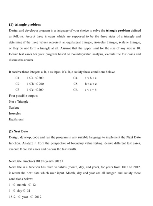 Solved (1) triangle problem Design and develop a program in | Chegg.com
