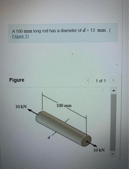 Solved A 100−mm long rod has a diameter of d=13 mm. ( Figure