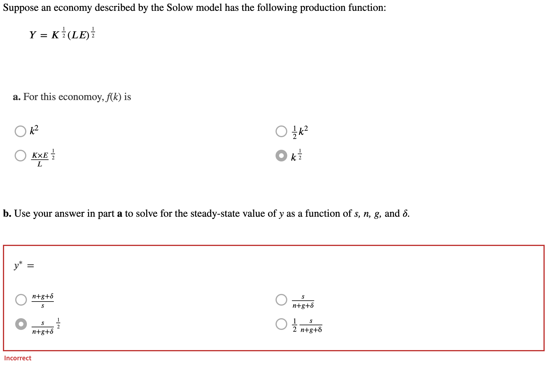 Solved Suppose an economy described by the Solow model has | Chegg.com