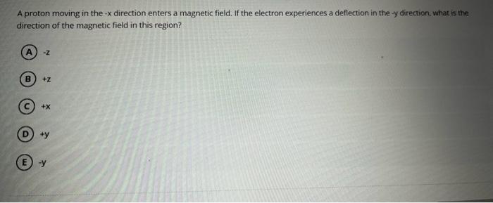 Solved A proton moving in the - x direction enters a | Chegg.com
