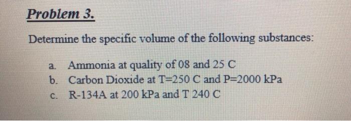 Solved Problem 3. Determine the specific volume of the | Chegg.com