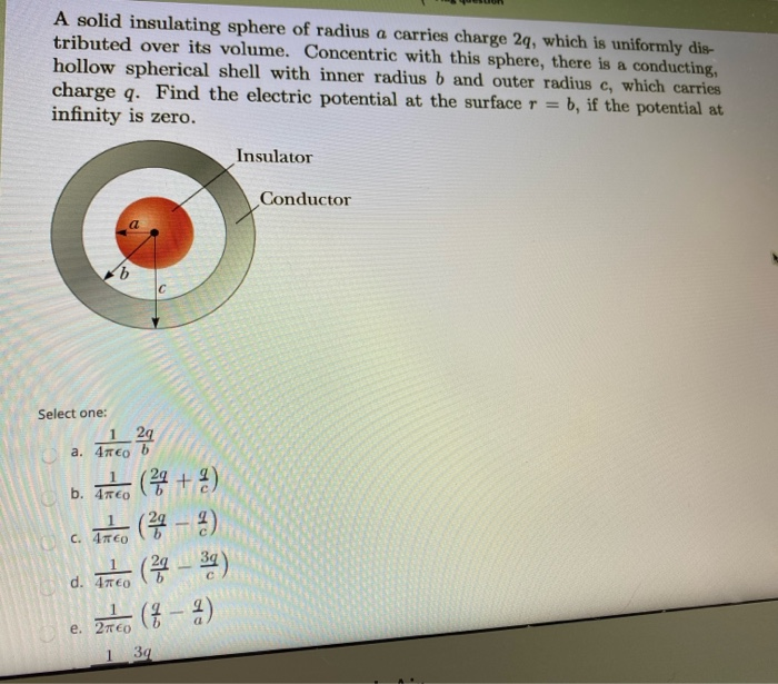 Solved A Solid Insulating Sphere Of Radius A Carries Charge | Chegg.com