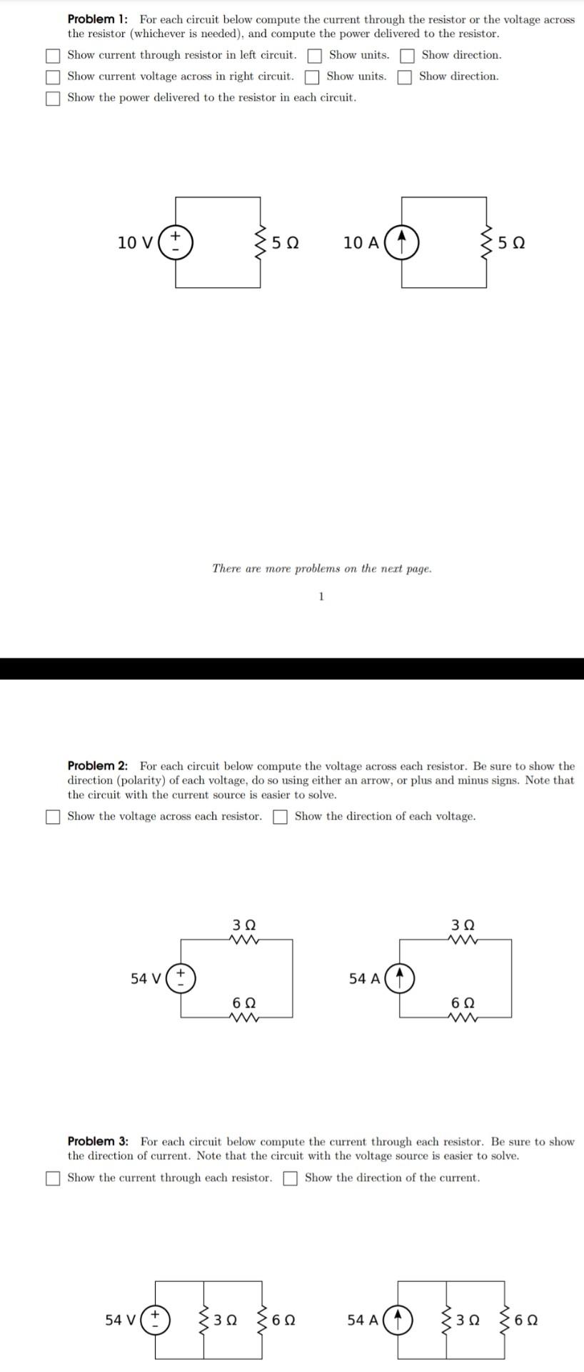 Solved ロロロ Problem 1: For each circuit below compute the | Chegg.com